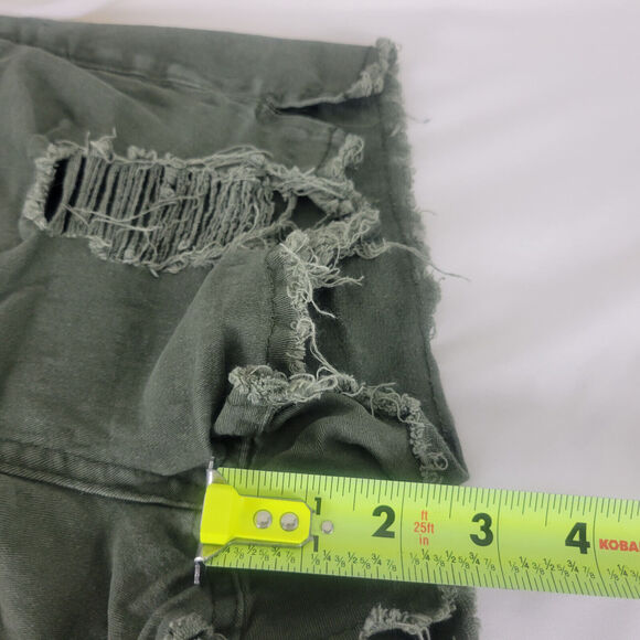 Boom Boom Denim Shorts Juniors 3 Green Jean High Rise Womens Distressed‎ - Picture 7 of 12